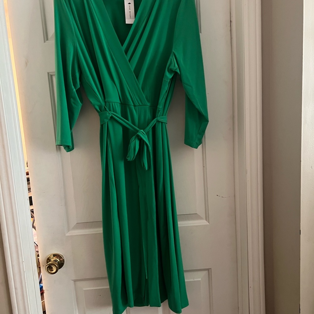 Lane Bryant Green Dolman Sleeve Wrap Dress